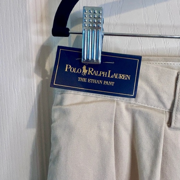 🐎”Polo by Ralph Lauren” NWT Cream Ethan Pleated Pants w/ Pockets - Picture 4 of 15